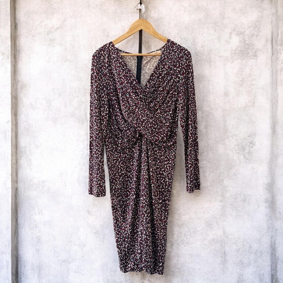 Tory Burch Dresses & Skirts - NWT Tory Burch Twist Front Stretch Midi Dress - Burgundy Multicolor! XL NEW!